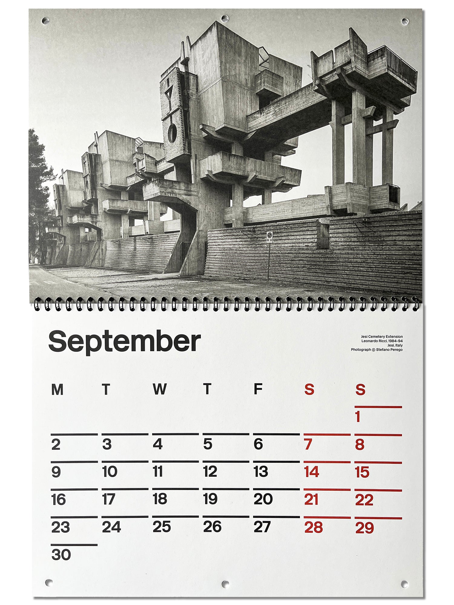 Brutalist Calendar 2025 Monthly calendar with photographs of