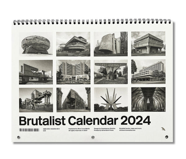 Brutalist Calendar 2025 Monthly calendar with photographs of