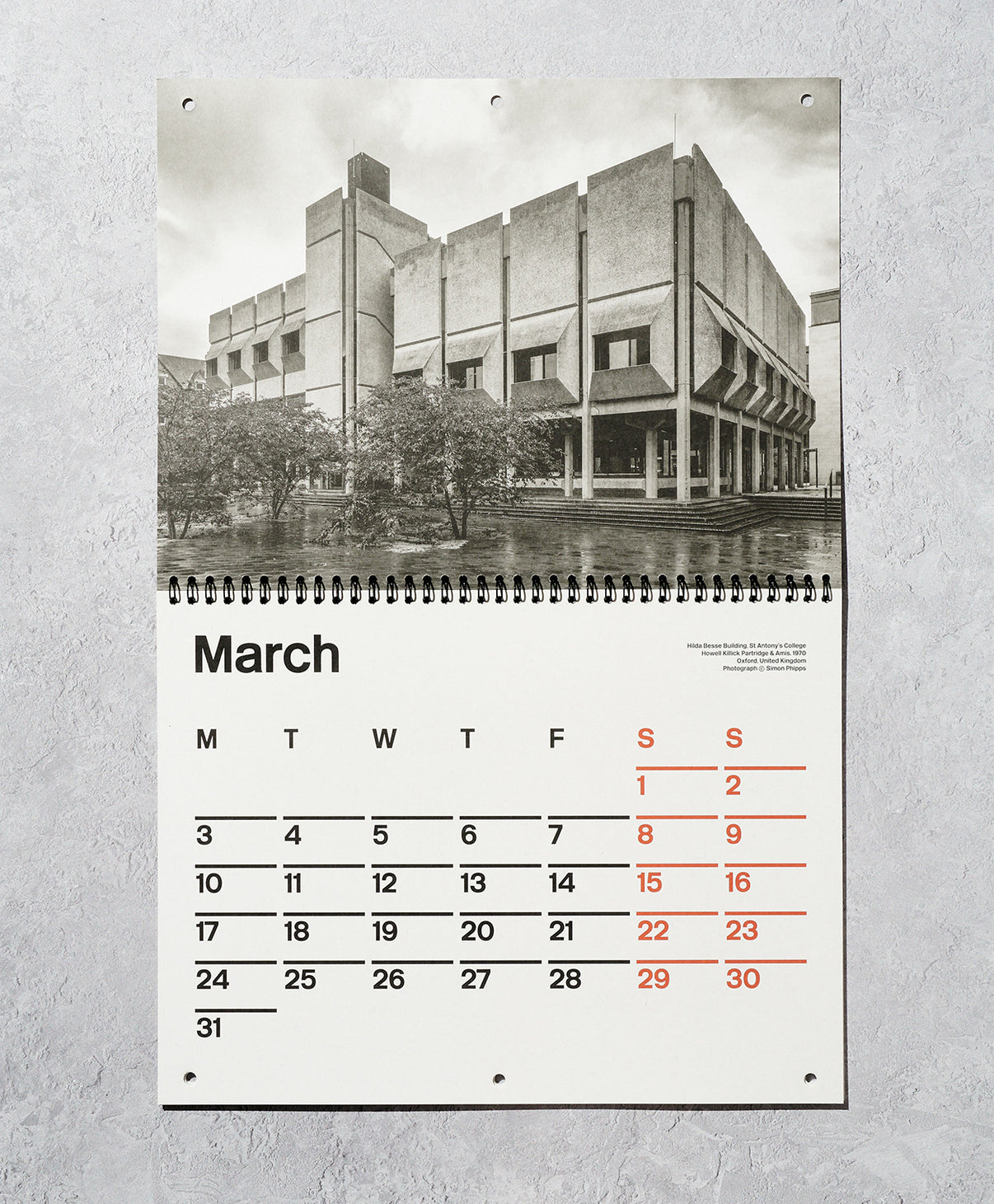 Brutalist Calendar 2024 Monthly calendar with photographs of