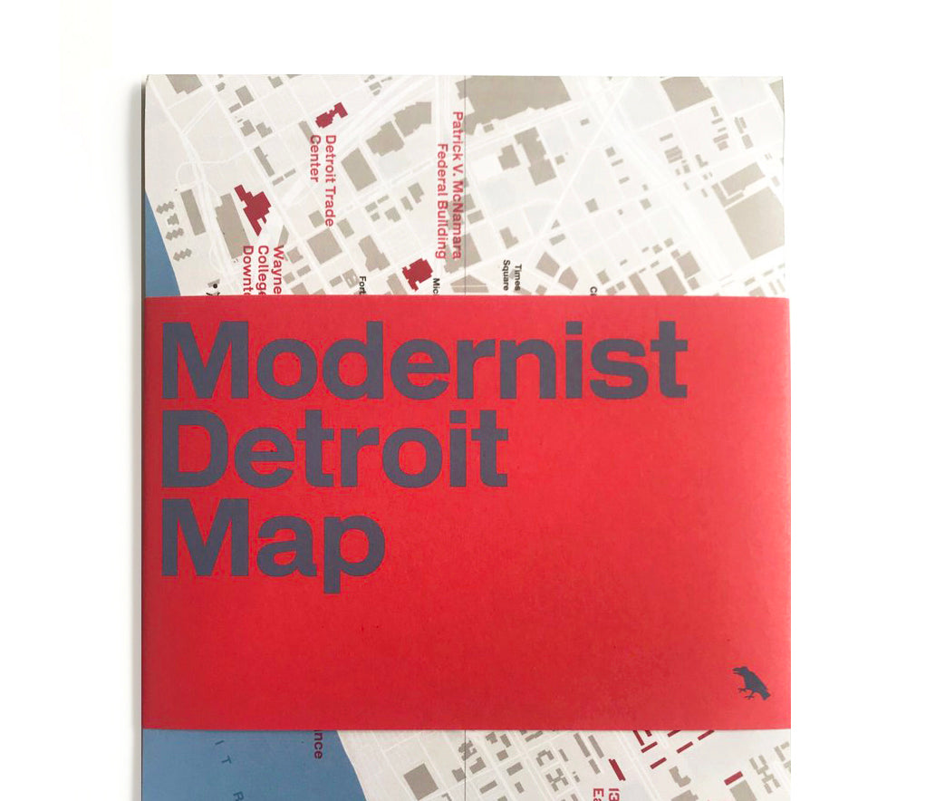 Detroit Map Blue Modernist Detroit Map - Guide to Detroit's Modernist Architecture ...